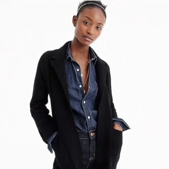 J. Crew Sweaters - J. Crew Open Front Sweater Long Line Black Blazer 100% Merino Wool Sz XXS